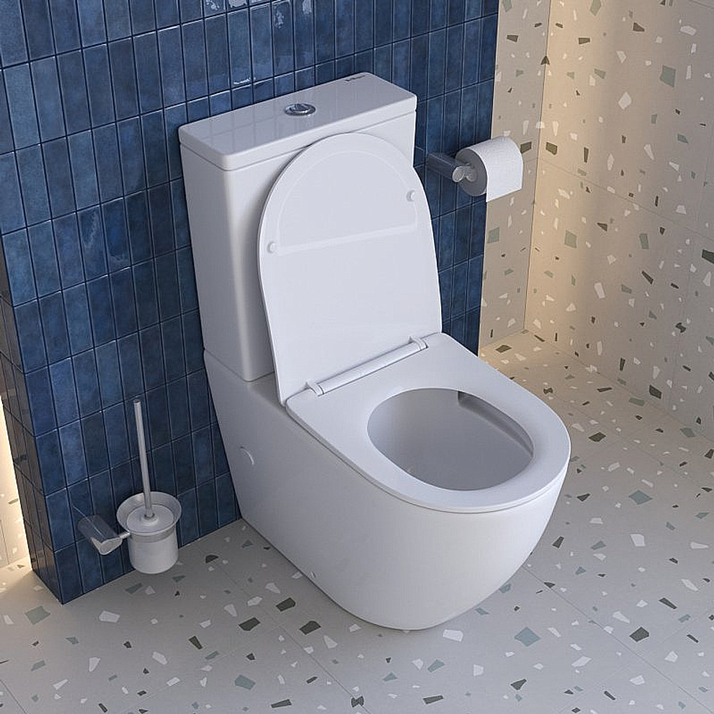 Унитаз-компакт напольный BelBagno Sfera-Tor BB2141CP-TOR/SC+BB2141T белый, безободковый, с крышкой микролифт, с бачком, слив-торнадо