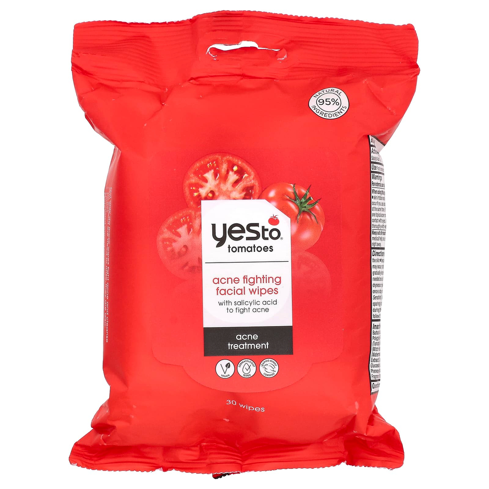 Yes To, салфетки для лица против акне, с ароматом томатов, 30 шт.