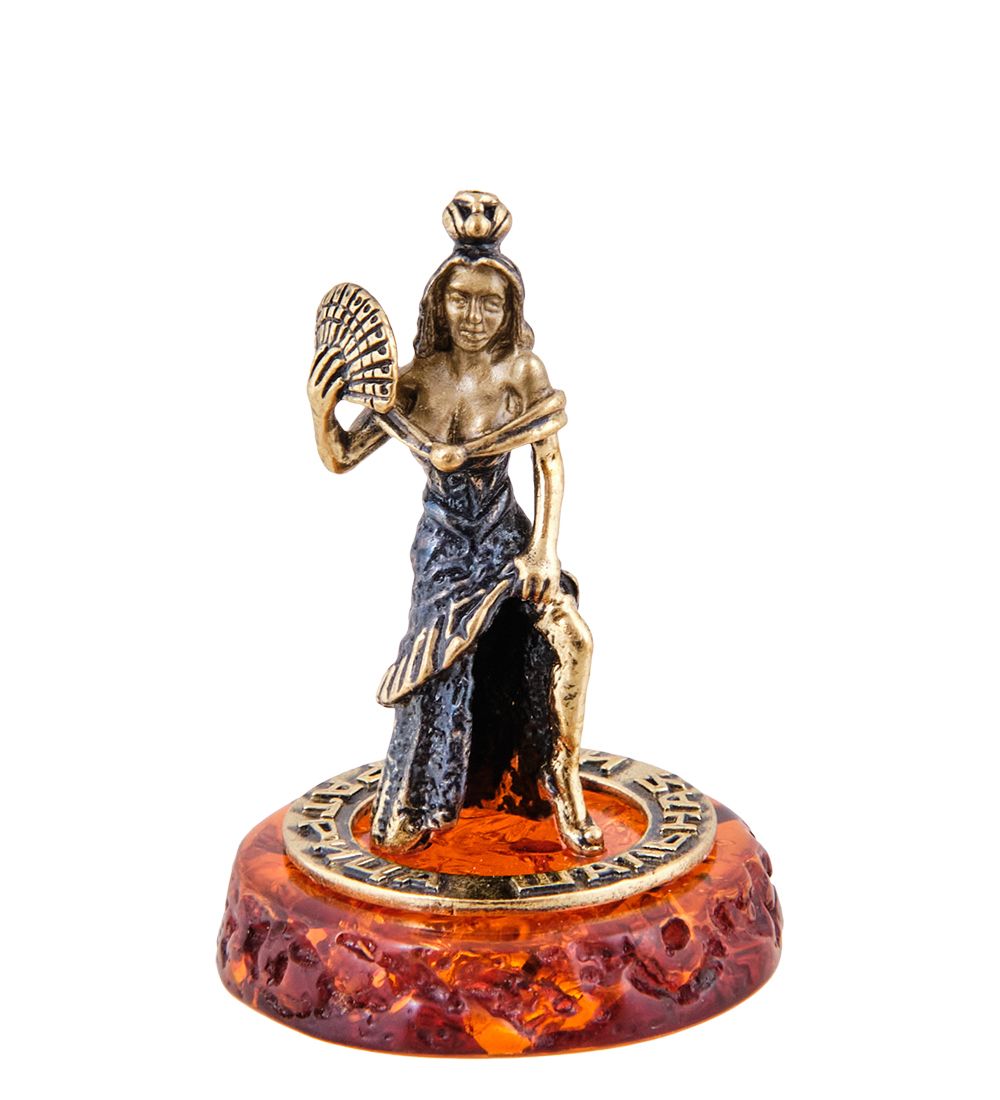 Народные промыслы AM-3653 Фигурка «Дама Шальная Императрица» (латунь, янтарь)