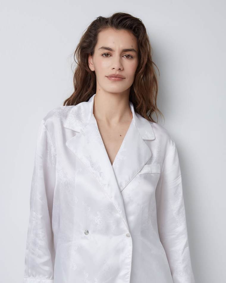 Костюм в пижамном стиле из вискозы Гуччи белый