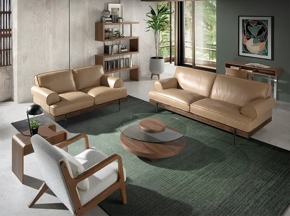 Журнальный столик Angel Cerda 2052, Ø100 см, стекло, орех