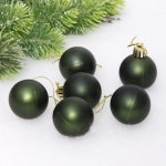 Новогодние шары 4 см (набор 6 шт) «Матовый», изумруд