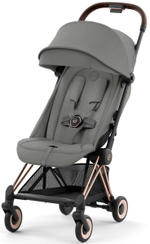 Коляска Cybex Coya Rosegold Frame Cloud T i-Size Cozy Beige Plus Mirage Grey с дождевиком и бампером