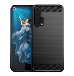 Чехол для Honor 20 (Honor 20S, 20 Pro, Huawei Nova 5T) цвет Black (черный), серия Carbon от Caseport