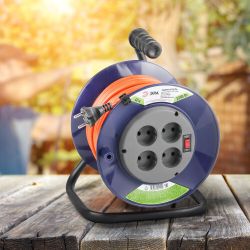 Удлинитель силовой ЭРА RPx-4s-2x1.0-40m на пластиковой катушке без заземления 4 розетки 40м ПВС 2х1мм2