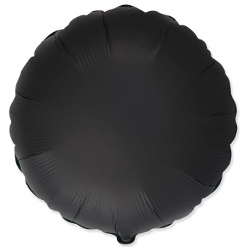 Шар-круг 18"/46 см, фольга, черный, сатин (FM) (БГ-15)