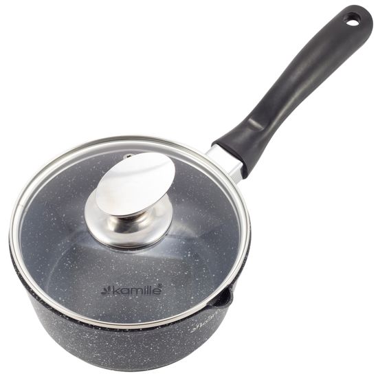 Ковш с крышкой 1,35 л. из литого алюминия Kamille KM-4436 с мраморным покрытием