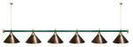Лампа STARTBILLIARDS 6 пл. (плафоны зеленые,штанга золотая,фурнитура золото)