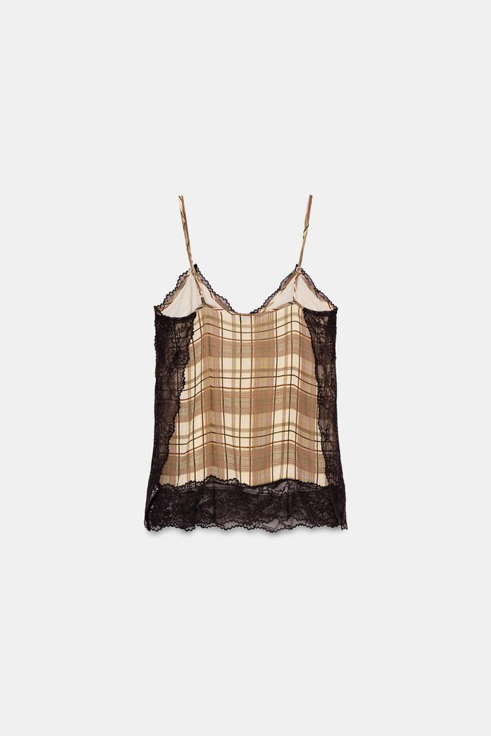 ZARA ТОП В БЕЛЬЕВОМ СТИЛЕ В КЛЕТКУ, РАЗНОЦВЕТНЫЙ