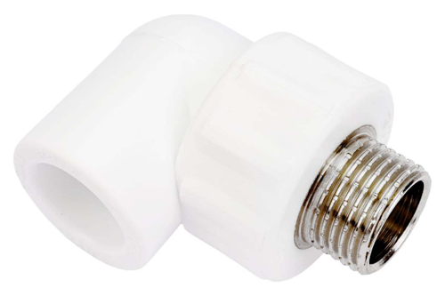 Колено комбинированный PPR нар. р. 20х1/2, белый, РТП (10799)