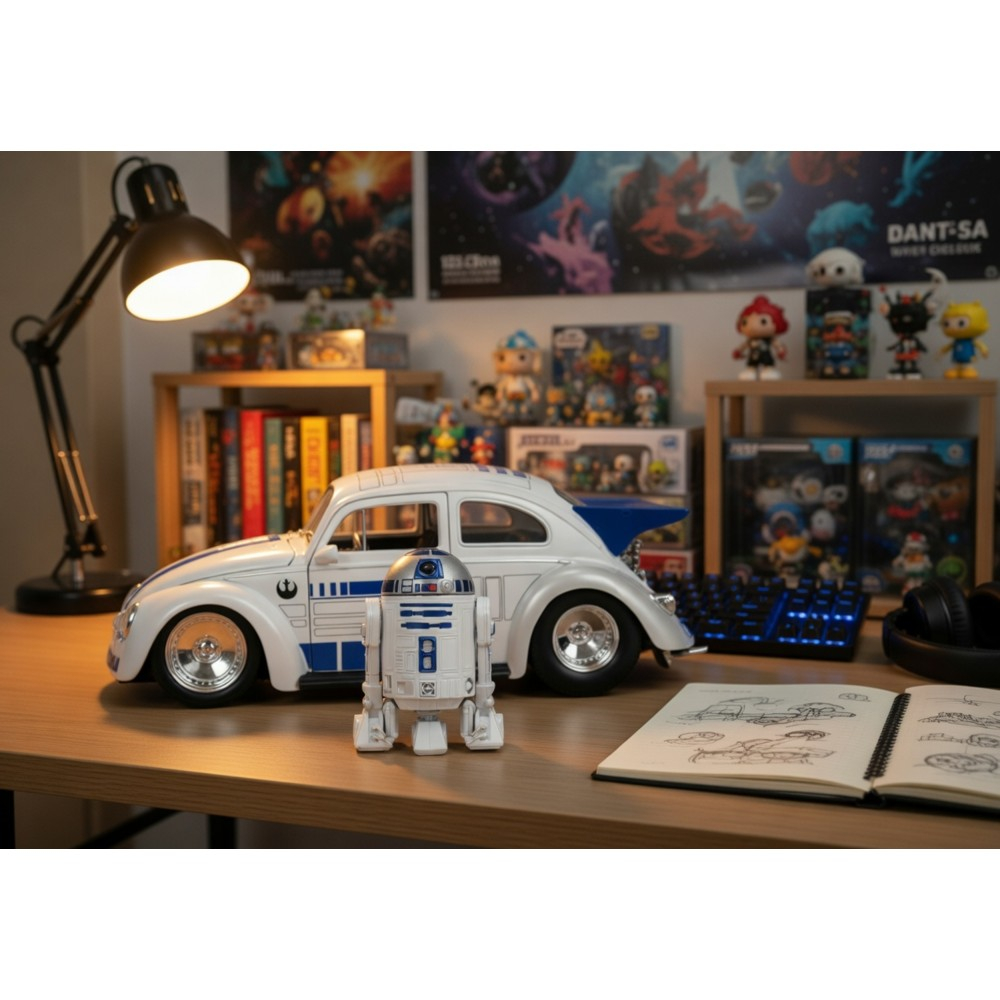 JADA Star Wars - Металлическая машина 1959 VW Drag Beetle 1:24 + фигурка R2D2 3369123