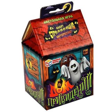 Карточная игра в фигурной коробке. Дом привидений. 30 карточек. 100х80х150 мм. Умные игры