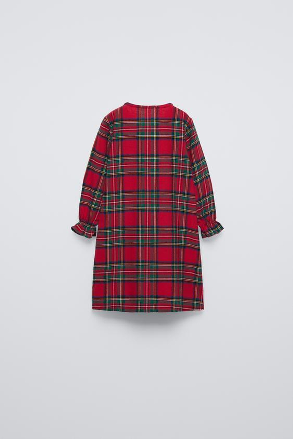 ZARA НОЧНАЯ РУБАШКА ИЗ ФЛАНЕЛИ В КЛЕТКУ, КРАСНЫЙ