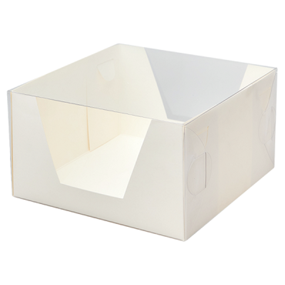 Коробка для торта прозрачная 160х160х95, белая