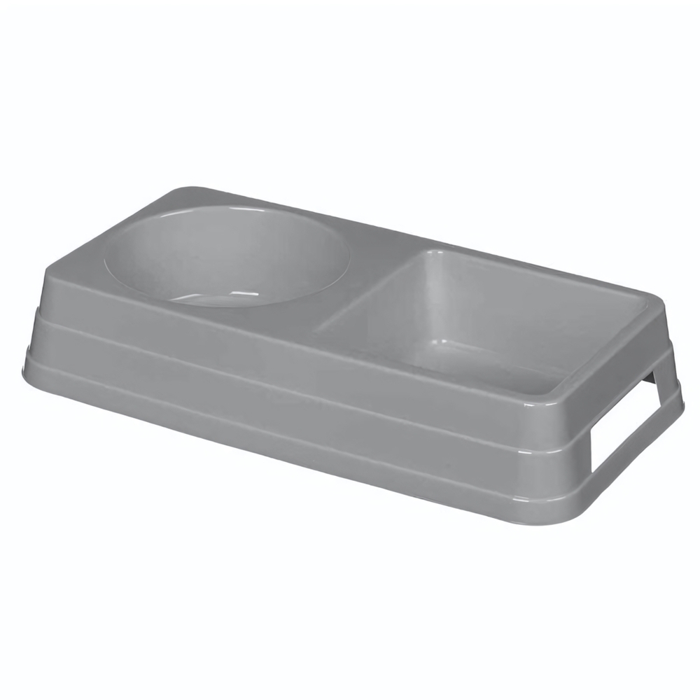 Миска для животных двойная lucky pet 0,8л (0,45л + 0,36л) (серый)