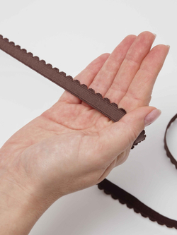 Резинка отделочная шоколад ажурная ширина 12 мм с учетом фестона