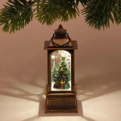 Сувенир с подсветкой «Фонарь с ёлочкой» 5,3*5,3*12,5 см (3хAG13)