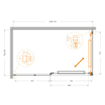 Душевой уголок Cezares LUX-AH-FS-11-140/80-C-GM, 140х80х195, профиль оружейная сталь, стекло прозрачное