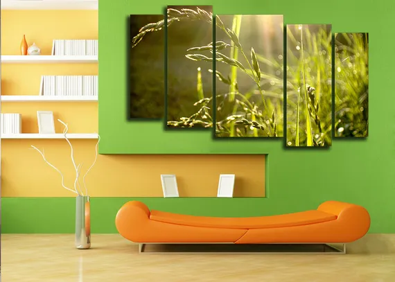 Модульная картина "Трава после дождя"