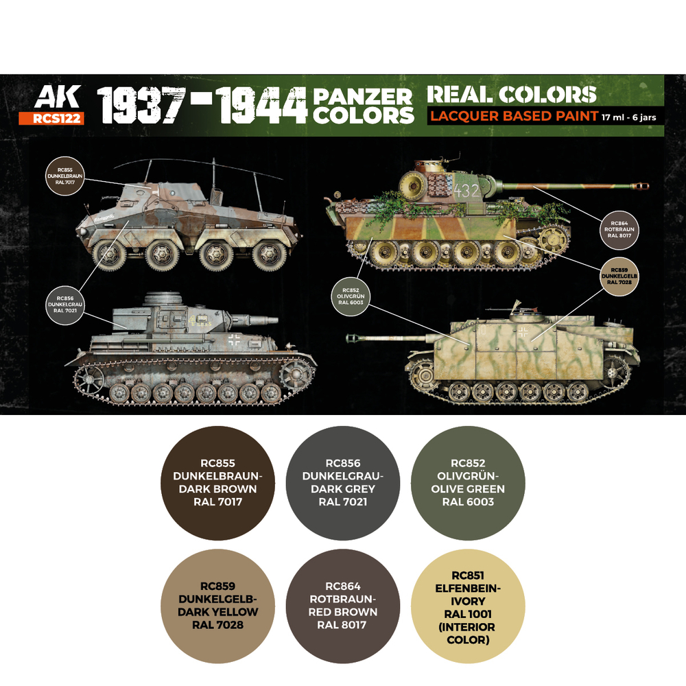 Набор красок AK Interactive Real Colors - 1937-1944 Panzer Colors