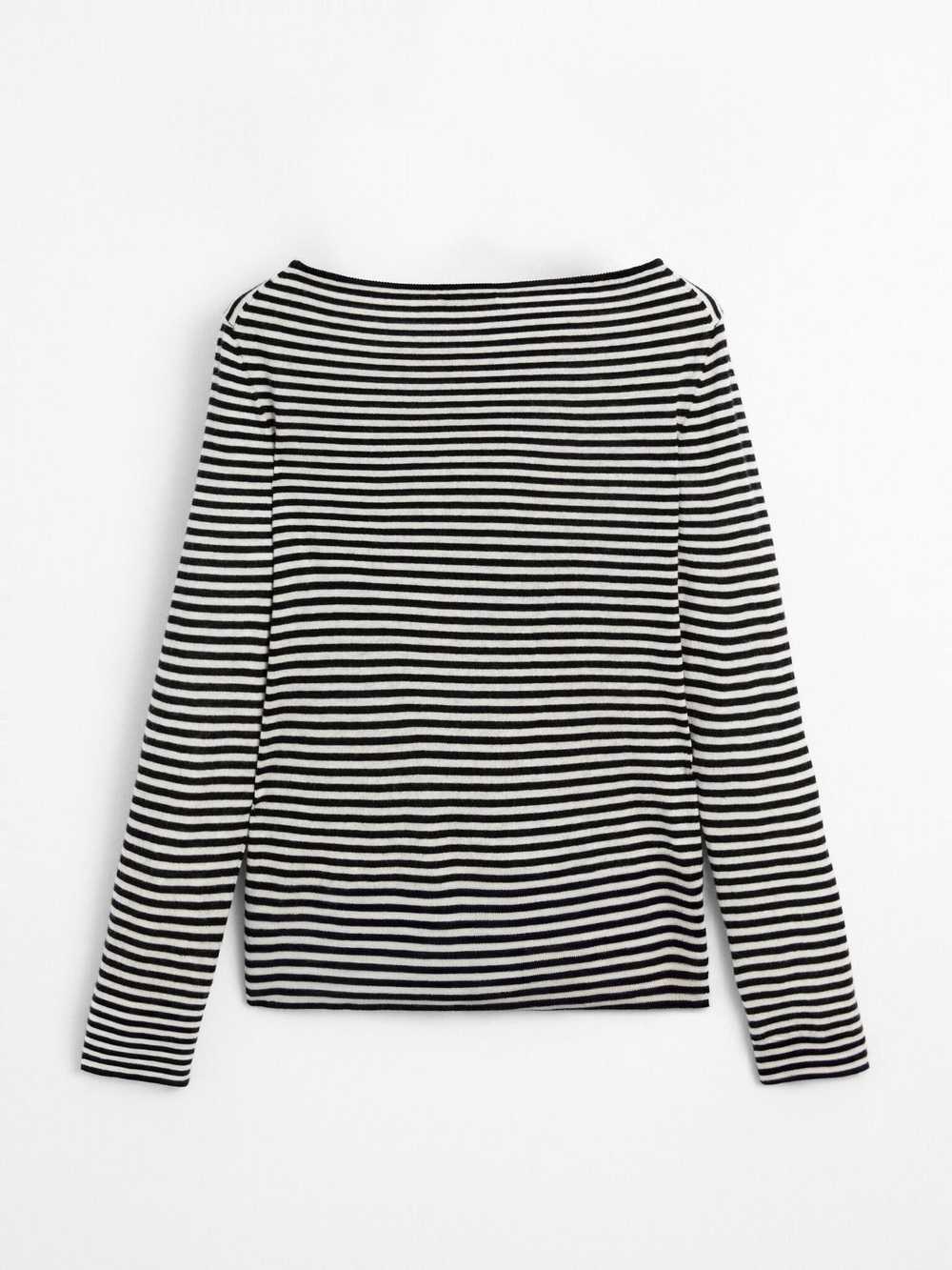 Massimo Dutti Свитер в полоску с длинными рукавами, черный