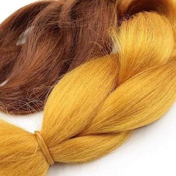 Канекалон 2-цветный 100гр 130см B38 коричнево золотистый