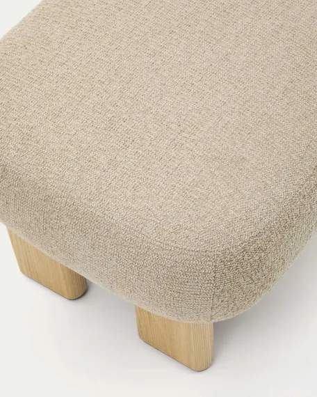 Пуф Cabana бежевый из шенилла с ножками из массива ясеня, натуральная отделка 65x55,4