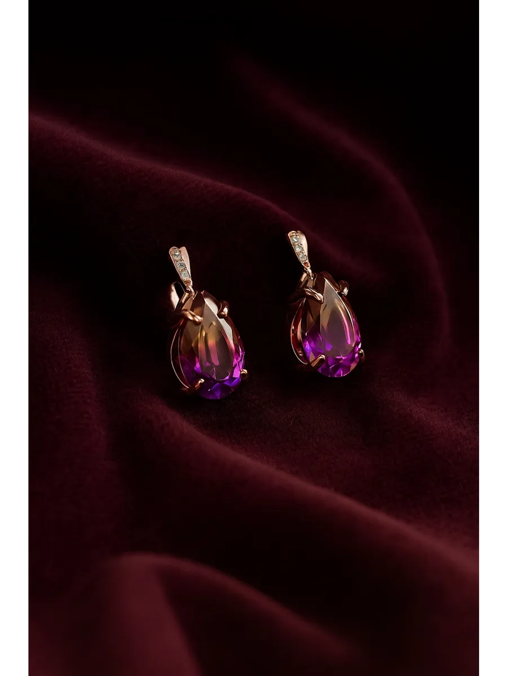 Серьги серебряные с аметрином синтетическим