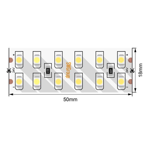 Светодиодная лента SWG 19,2W/m 240Led/m 3528SMD теплый белый 5M SWG3240-24-19.2-WW-М 010110