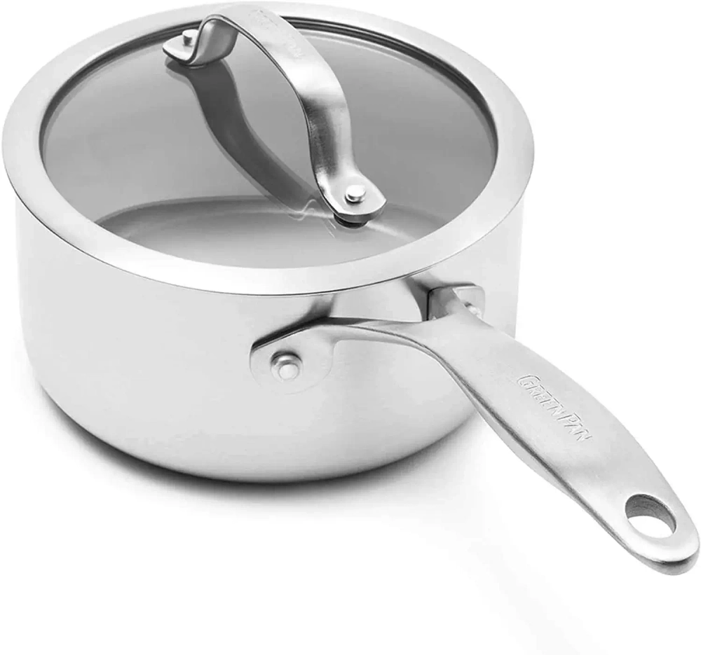GreenPan Сотейник Venice Pro 16 см 1,5 л evershine светло-серый с крышкой