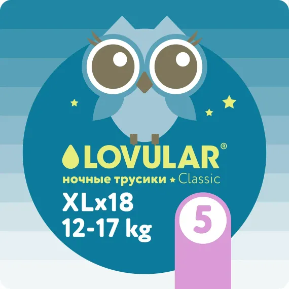 Трусики LOVULAR Night ночные XL (12-17кг) 18 шт.