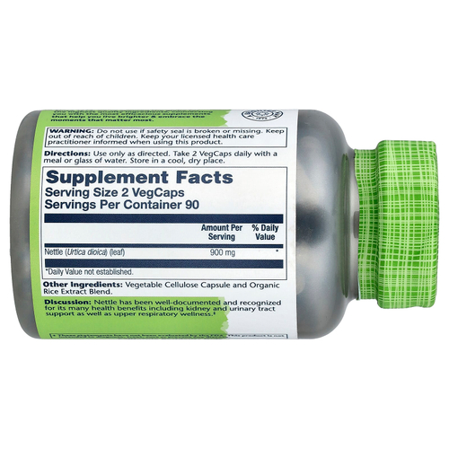 Solaray, True Herbs, крапива, 180 вегетарианских капсул (450 мг в капсуле)