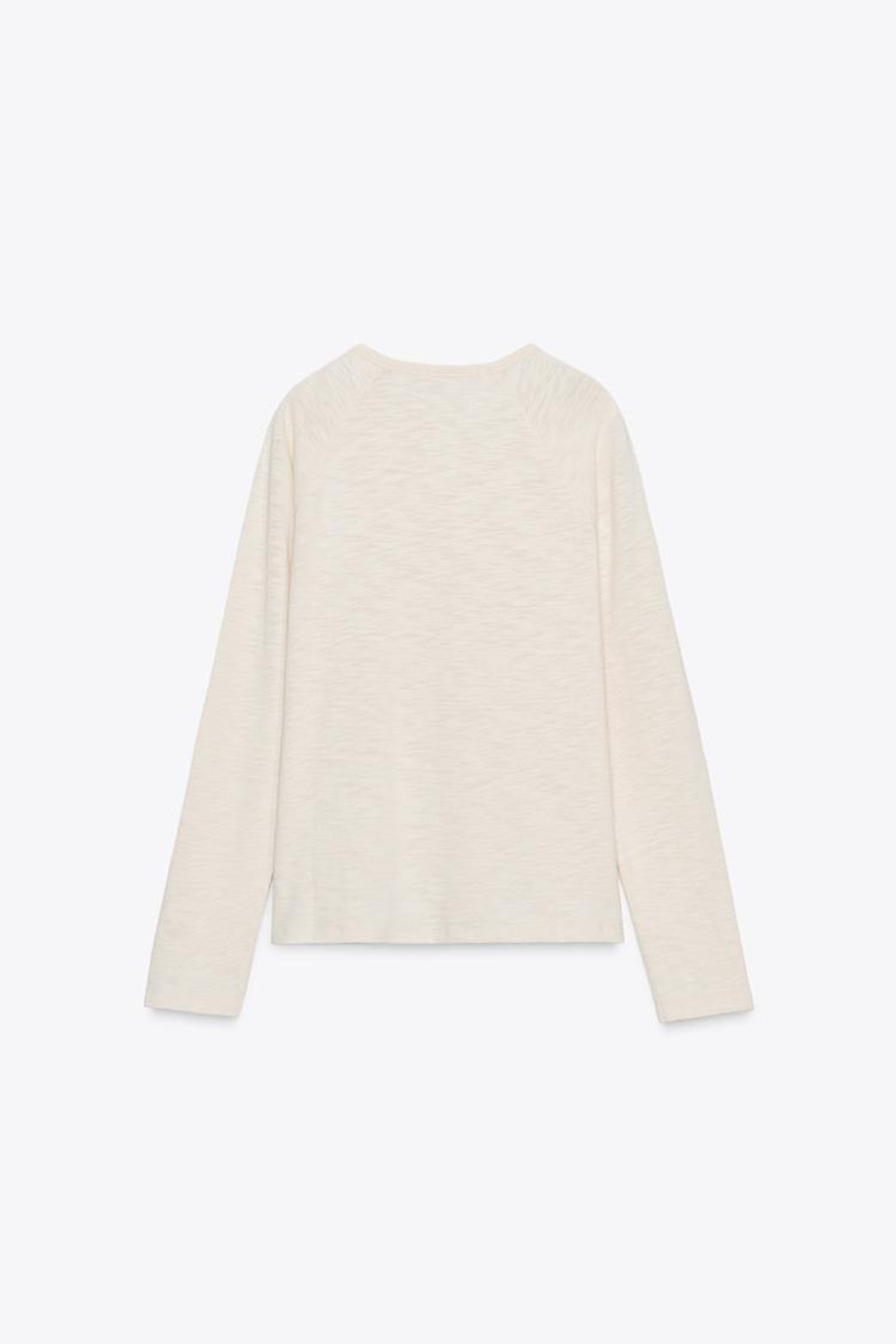 ZARA ХЛОПКОВАЯ ФУТБОЛКА РЕГЛАН, ПЕСОЧНЫЙ МЕЛАНЖ