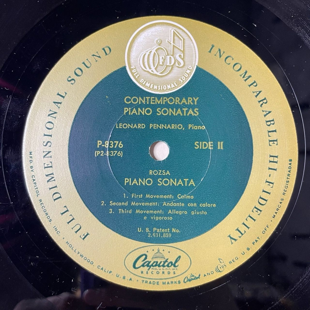 Винтажная виниловая пластинка LP Leonard Pennario Bartok, Pennario, Rozsa, Contemporary Piano Sonatas (USA 1957)