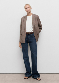 Двубортный блейзер в мелкую гусиную лапку