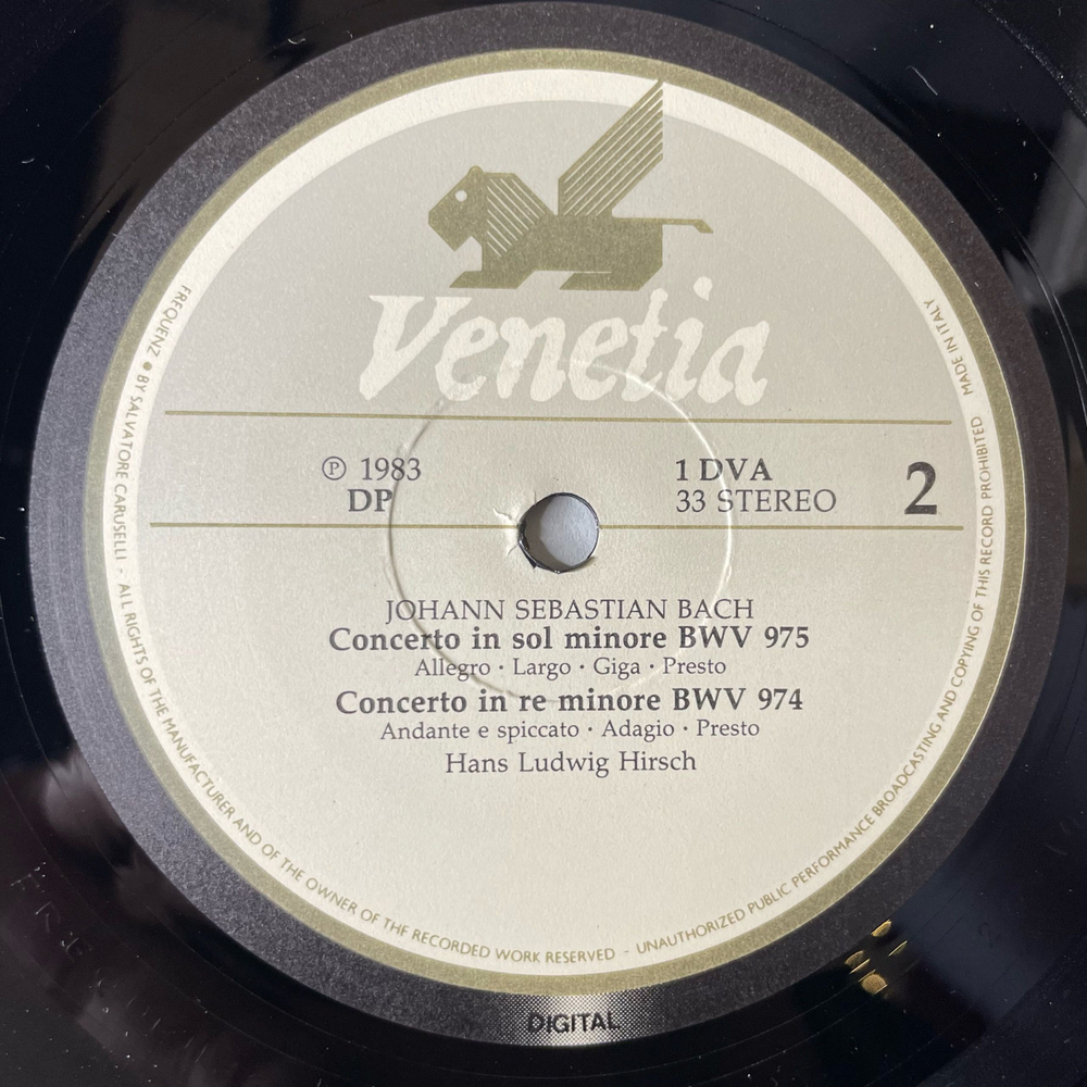 Винтажная виниловая пластинка LP Hans Ludwig Hirsch, Bach and Venezia 1 (Италия 1983)