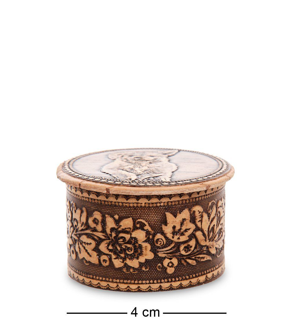 Народные промыслы BST-128/ 4 Шкатулка «Щенок» мал. (береста)