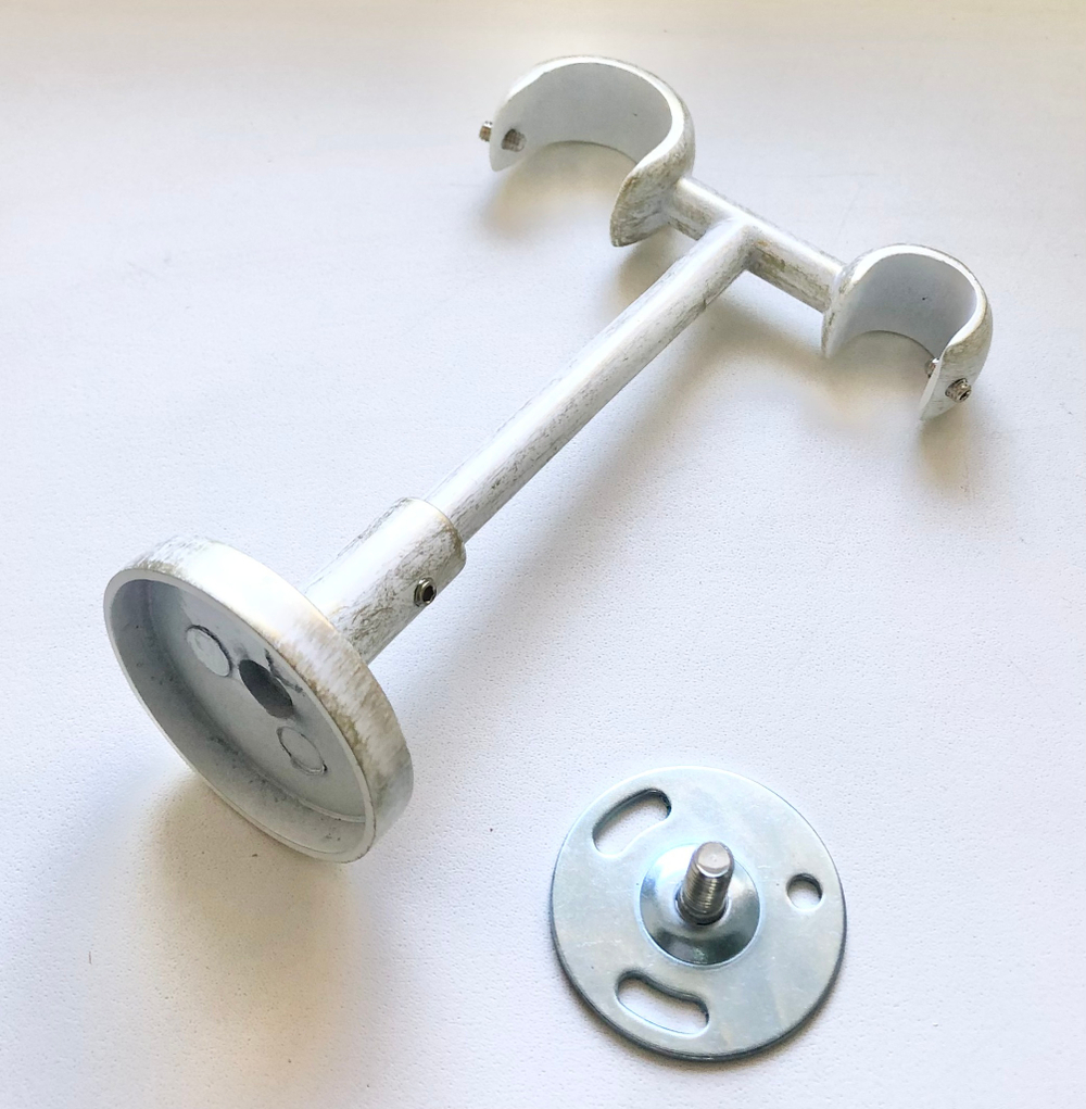 Кронштейн Ост потолочный двойной d25/16 мм, цвет белое золото