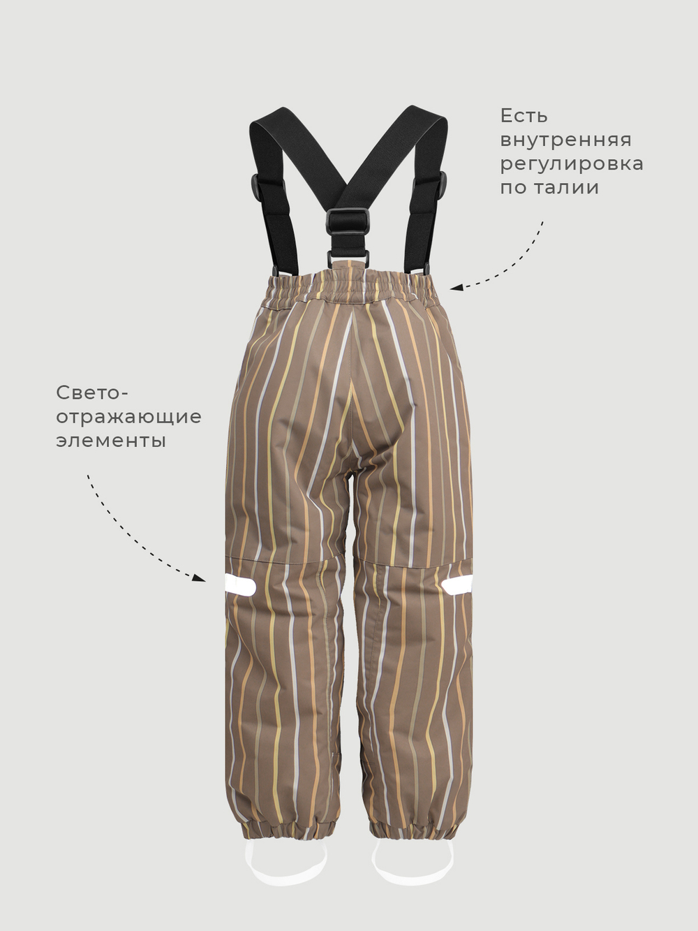 Брюки утеплённые Mjölk Cocoa Stripes, утеплитель 120гр/м2