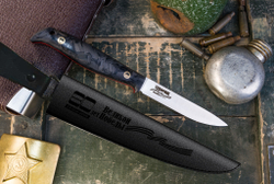 Клубный нож ТОВАРИЩ Elmax (Cryo) Satin Carbon-Red G10 Handle Leather Sheath