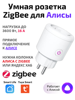 Умная розетка ZigBee 16А с Алисой