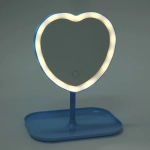 Зеркало настольное с подсветкой на подставке «Mary Touch - Heart», цвет голубой, USB, 20*28см