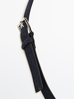 Massimo Dutti Ремень из нубука, темно-стний