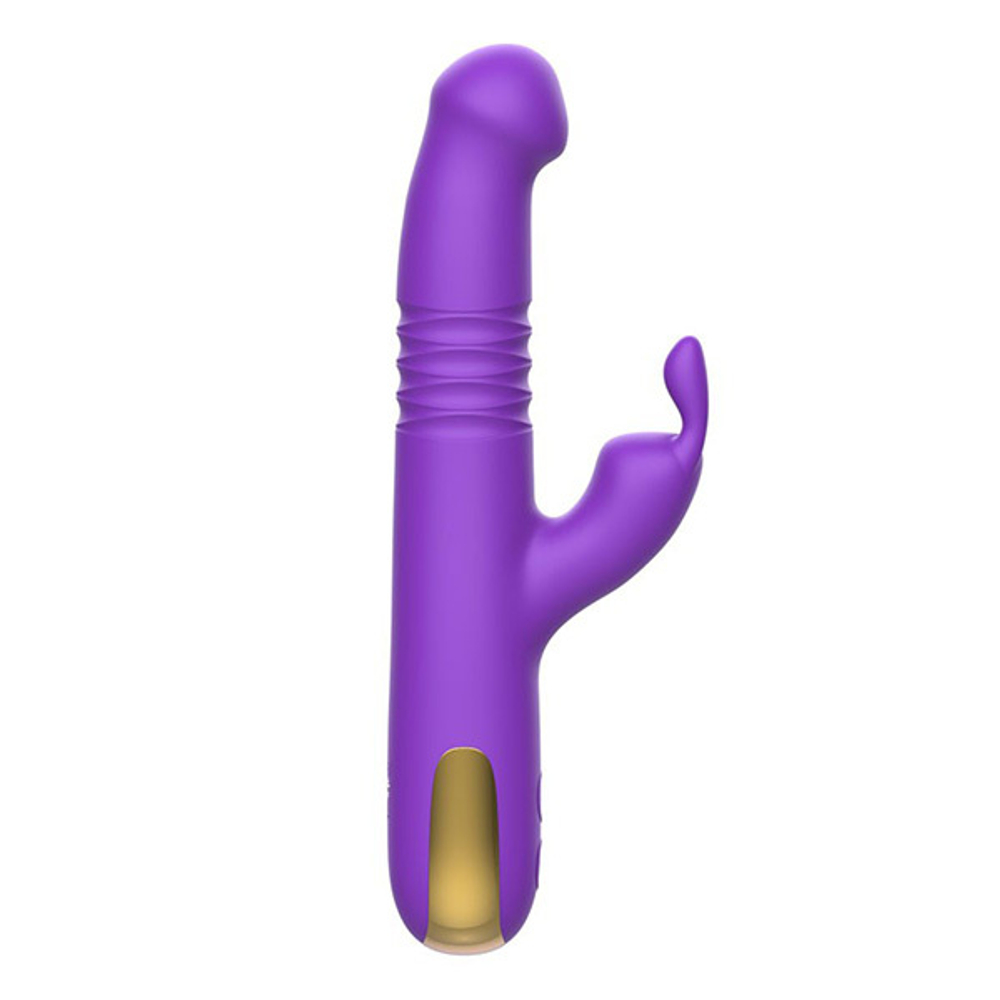 Фиолетовый вибратор-кролик 22,4см со стимулятором клитора и возвратно-поступательными движениями I-Moon Beauty MY-206 Purple