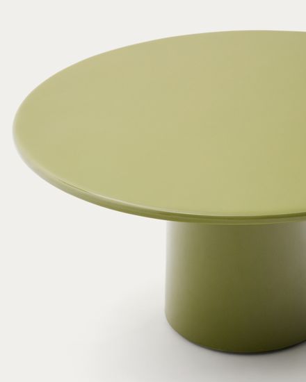Журнальный столик Albanella из цемента с глянцевой зеленой отделкой Ø85 см