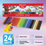 Пластилин классический BRAUBERG "МАГИЯ ЦВЕТА" 24 цвета 500 г качество на высоте картонная упаковка (6 штук в упаковке)