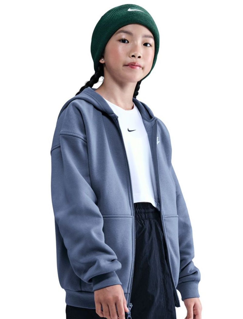 Детская теннисная куртка Nike Kids Sportswear Club Fleece Oversized Full Zip - world indigo/white
