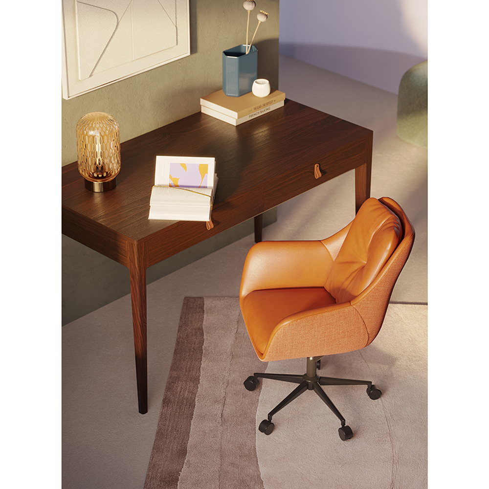 Стул на колесиках Bergenson Bjorn Allar, экокожа, рогожка, коричневый