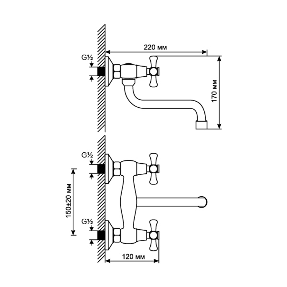 Смеситель для кухни настенный 1/2 кер. MIXLINE ML10-06