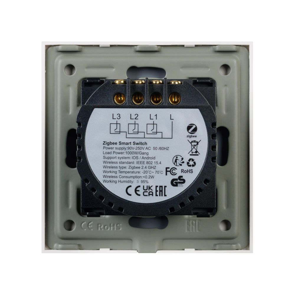 Выключатель сенсорный SWT-OMALI-S03-ZB-WH (250V, 10A, Zigbee) (Arlight, Стекло) 050042